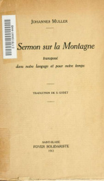 Le sermon sur la montagne : transposé dans notre langage et pour notre temps_cover