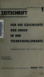 Zeitschrift für die Geschichte der Juden in der Tschechoslowakei 1_cover