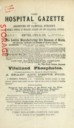 Hospital Gazette and Archives of Clinical Surgery 3 no 10_cover