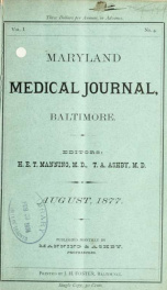 Maryland Medical Journal, a journal of medicine and surgery August v. 1 n. 4_cover