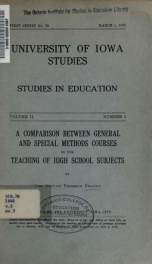 A comparison between general and special methods courses in the teaching of high school subjects 2, No. 3_cover