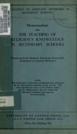 Memorandum on the teaching of religious knowledge in secondary schools_cover