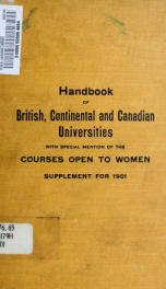 Handbook of British, continental and Canadian universities, with special mention of the courses open to women : supplement for 1901, compiled for the Graduate Club of Bryn Mawr college_cover