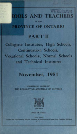 Schools and teachers in the Province of Ontario 1951, Pt. 2_cover