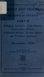 Schools and teachers in the Province of Ontario 1950, Pt. 2_cover