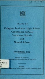 Staffs of collegiate institutes, high schools, continuation schools, industrial, technical, art and other vocational schools, normal-model schools, and English-French model schools 1942_cover