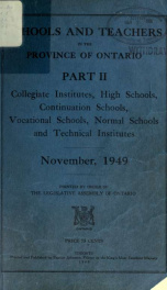 Schools and teachers in the Province of Ontario 1949, Pt. 2_cover