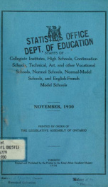 Staffs of collegiate institutes, high schools, continuation schools, industrial, technical, art and other vocational schools, normal-model schools, and English-French model schools 1930_cover