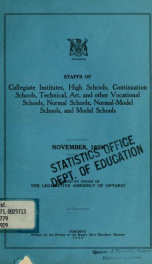 Staffs of collegiate institutes, high schools, continuation schools, industrial, technical, art and other vocational schools, normal-model schools, and English-French model schools 1929_cover