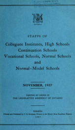 Staffs of collegiate institutes, high schools, continuation schools, industrial, technical, art and other vocational schools, normal-model schools, and English-French model schools 1937_cover