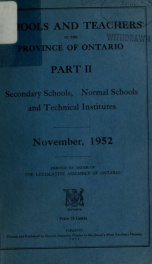 Schools and teachers in the Province of Ontario 1952, Pt. 2_cover