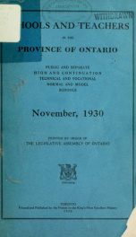 Schools and teachers in the Province of Ontario 1930_cover