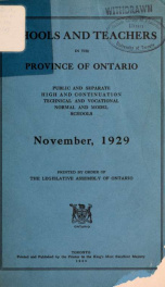 Schools and teachers in the Province of Ontario 1929_cover