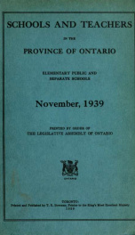 Schools and teachers in the Province of Ontario 1939_cover