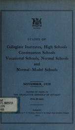 Staffs of collegiate institutes, high schools, continuation schools, industrial, technical, art and other vocational schools, normal-model schools, and English-French model schools 1935_cover