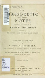 The Massoretic and other notes : contained in the edition of the Hebrew scriptures_cover
