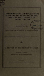 A psychological and educational survey of 1916 prisoners in the Western penitentiary of Pennsylvania_cover