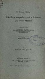 A study of wage-payment to prisoners as a penal method_cover