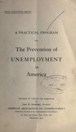 A practical program for the prevention of unemployment in America_cover