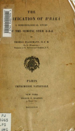 The signification of beraka; a semasiological study of the Semitic stem b-r-k_cover