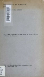 The chronology of Lope de Vega's plays_cover