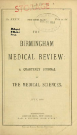 Birmingham Medical Review. A quarterly journal of the medical sciences 39 1881_cover