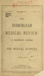 Birmingham Medical Review. A quarterly journal of the medical sciences 34 1880_cover