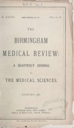 Birmingham Medical Review. A quarterly journal of the medical sciences 33 1880_cover