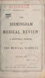 Birmingham Medical Review. A quarterly journal of the medical sciences 32 1879_cover