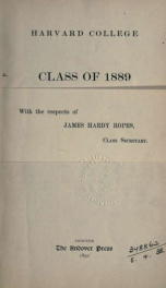 Report of the Class secretary 1889_cover