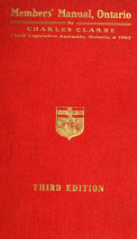 The member's manual, Legislative Assembly of Ontario_cover