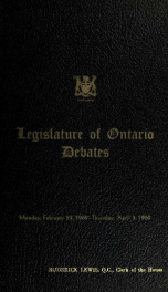 Official report of debates (Hansard) : Legislative Assembly of Ontario = Journal des débats (Hansard) : Assemblée législative de l'Ontario 1969 2_cover