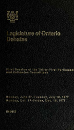 Official report of debates (Hansard) : Legislative Assembly of Ontario = Journal des débats (Hansard) : Assemblée législative de l'Ontario 1977 Index_cover