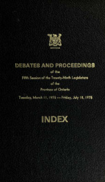 Official report of debates (Hansard) : Legislative Assembly of Ontario = Journal des débats (Hansard) : Assemblée législative de l'Ontario 1975 Index, 5th Session, 29th Legislature_cover