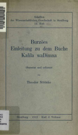 Burzoes Einleitung zu dem Buche Kalila waDimna_cover