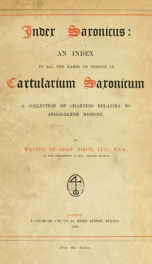 Cartularium Saxonicum : a collection of charters relating to Anglo-Saxon history_cover