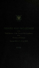 Official report of debates (Hansard) : Legislative Assembly of Ontario = Journal des débats (Hansard) : Assemblée législative de l'Ontario 1957 Index_cover
