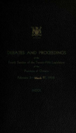 Official report of debates (Hansard) : Legislative Assembly of Ontario = Journal des débats (Hansard) : Assemblée législative de l'Ontario 1958 Index_cover