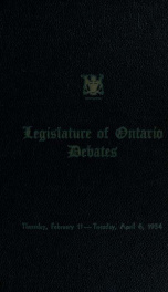Official report of debates (Hansard) : Legislative Assembly of Ontario = Journal des débats (Hansard) : Assemblée législative de l'Ontario 1954_cover