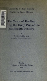 The Town of Reading during the early part of the Nineteenth century_cover