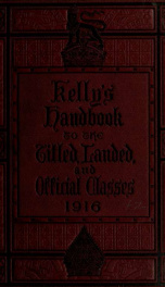 Kelly's Handbook to the Titled, Landed and Official Classes 1916_cover