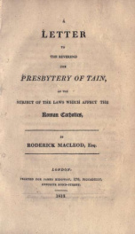 A letter to the reverend the presbytery of Tain, on the subject of the laws which affect the Roman Catholics_cover