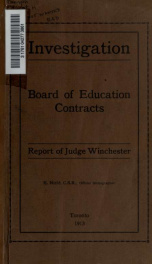 Investigation. Board of Education contracts; Report_cover