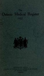 The Published Ontario medical register 1922_cover