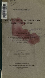 "Know thyself" in Greek and Latin literature_cover