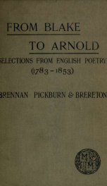 From Blake to Arnold, selections from English poetry (1783-1853);_cover