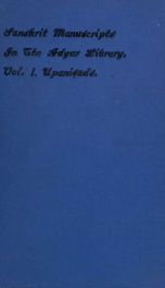 A descriptive catalogue of the Sanskrit manuscripts in the Adyar Library (Theosophical Society) Vol. I: Upanisads. By F. Otto Schrader 1_cover