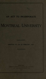 An act to incorporate Montreal University, assented to, 14th of February, 1920_cover