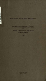 Standard specifications for steel railway bridges, fixed spans, 1922_cover