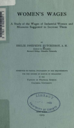 Women's wages : a study of the wages of industrial women and measures suggested to increase them_cover